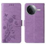 Cover til Xiaomi Poco F7 Pro 5G / Redmi K80 5G med sommerfugleblomstermotiv, pungfunktion, stativ og læder
