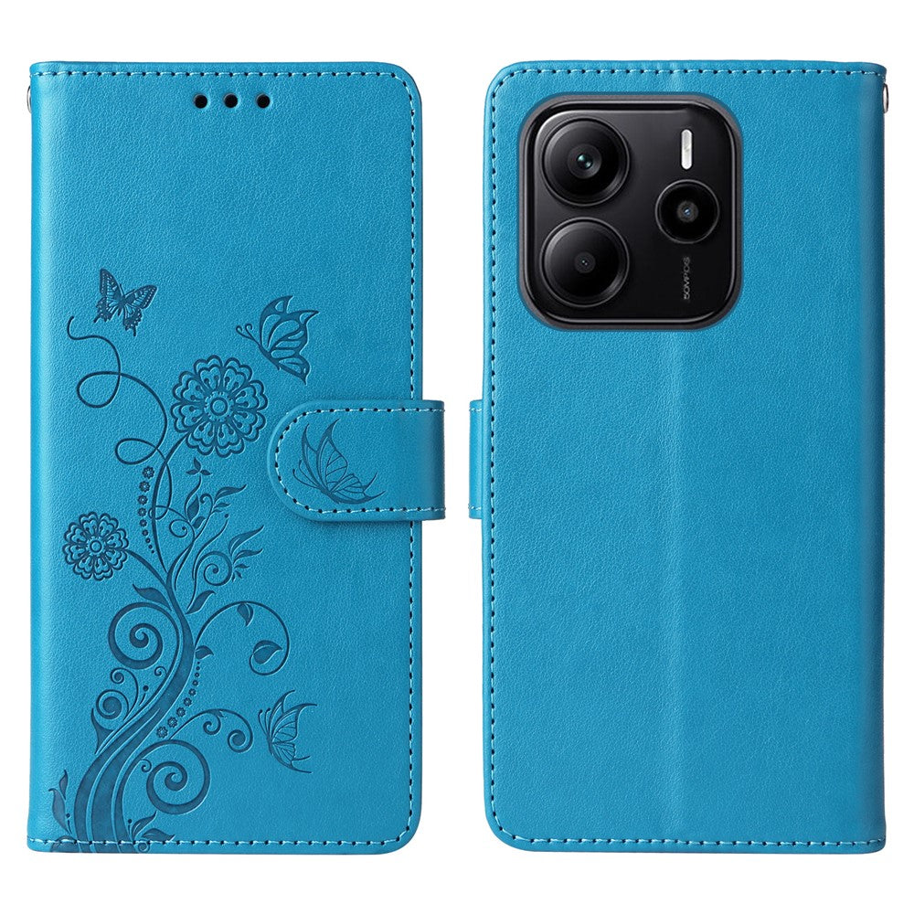 For Xiaomi Redmi Note 14 4G (163.25mm) Case Butterfly Floral Imprint Wallet Stand Leather Phone Cover