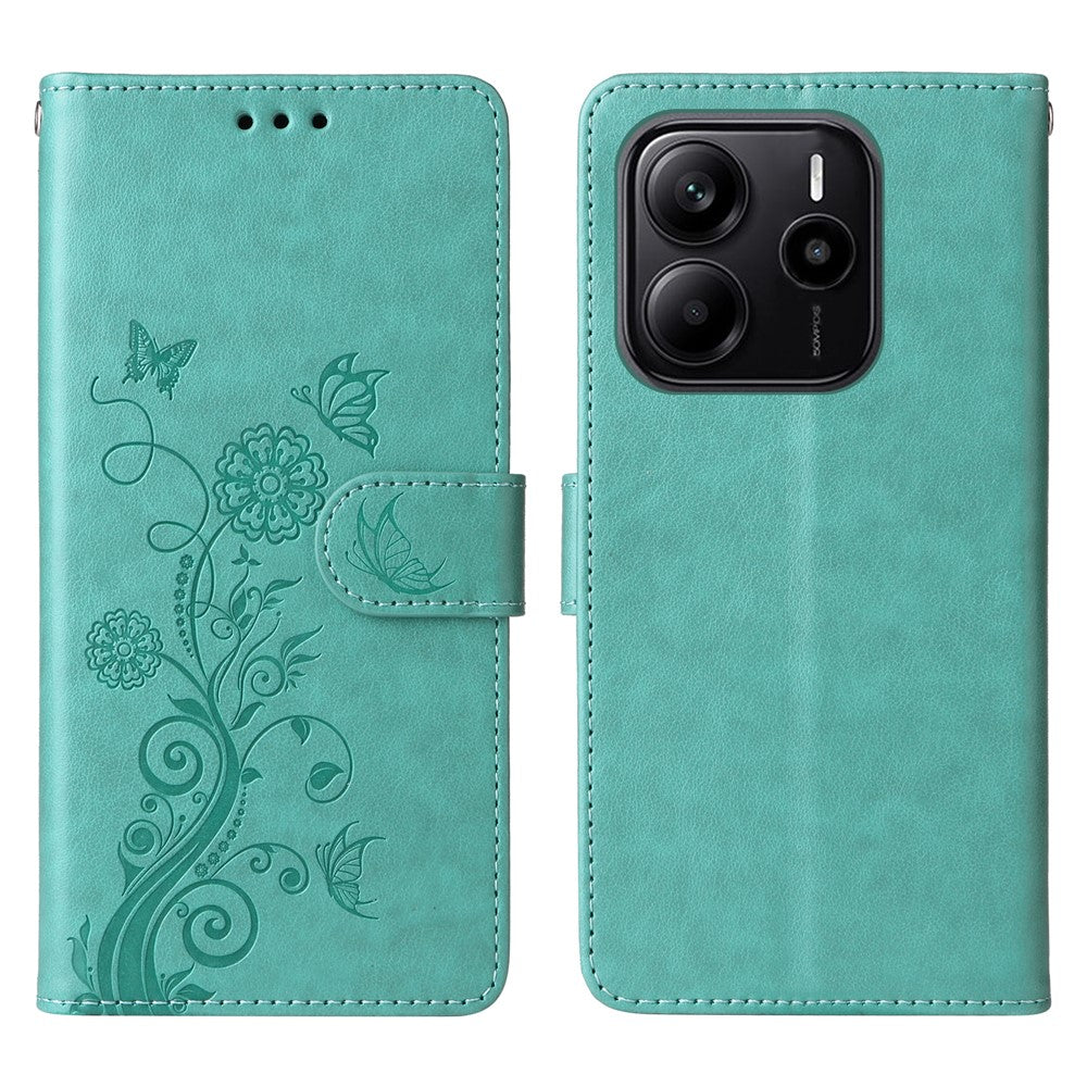 For Xiaomi Redmi Note 14 4G (163.25mm) Case Butterfly Floral Imprint Wallet Stand Leather Phone Cover