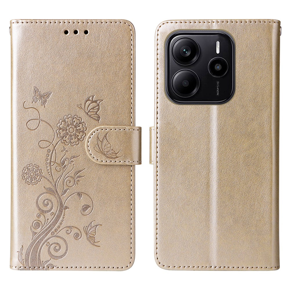 For Xiaomi Redmi Note 14 4G (163.25mm) Case Butterfly Floral Imprint Wallet Stand Leather Phone Cover
