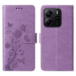 For Xiaomi Redmi Note 14 4G (163.25mm) Case Butterfly Floral Imprint Wallet Stand Leather Phone Cover