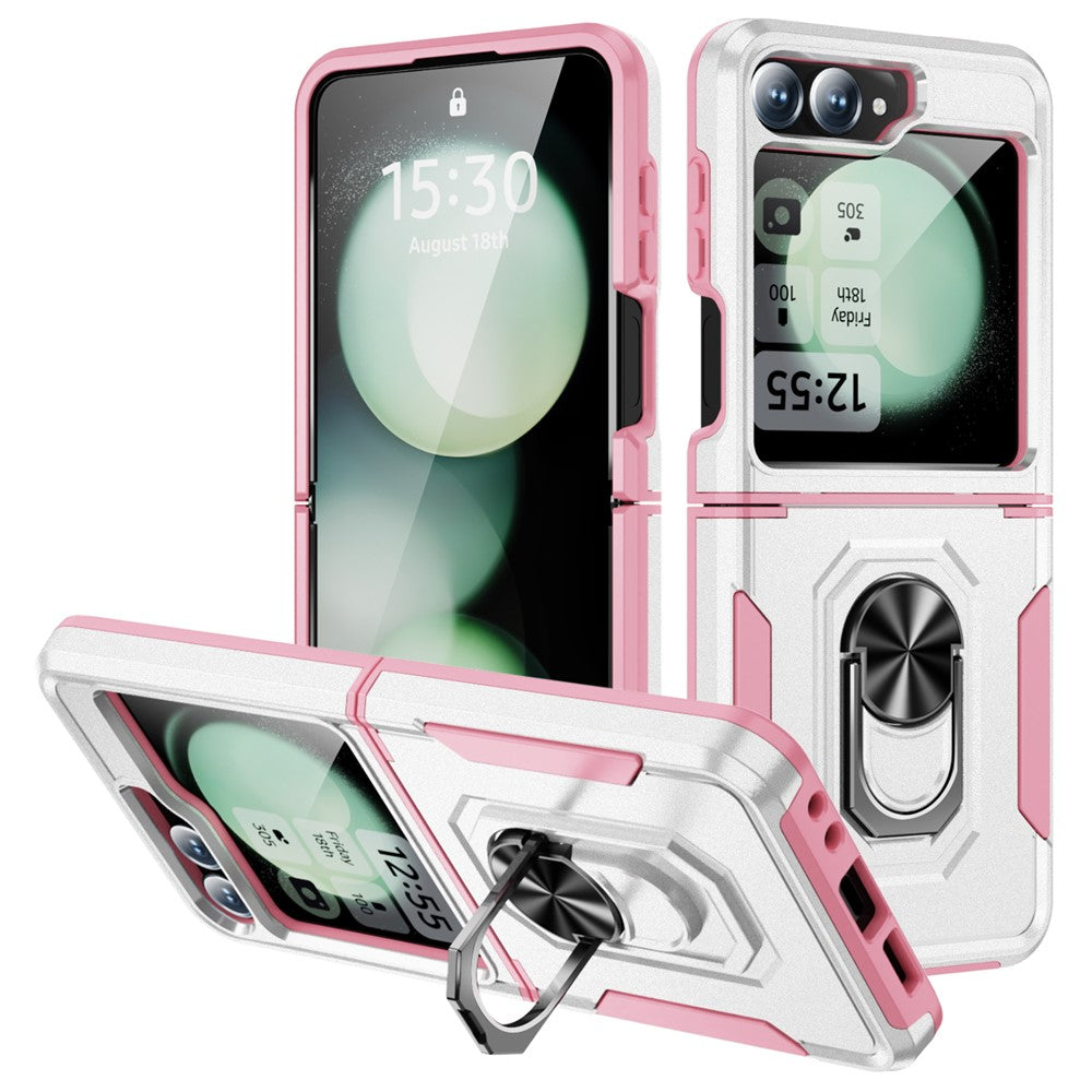 For Samsung Galaxy Z Flip7 FE 5G / Z Flip6 5G Case Military Grade Ring Kickstand PC + TPU Phone Cover