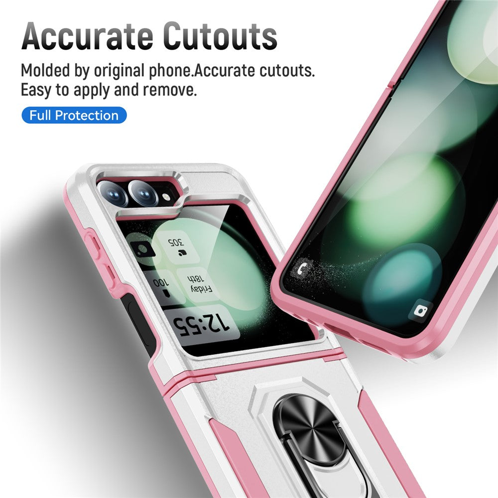 For Samsung Galaxy Z Flip7 FE 5G / Z Flip6 5G Case Military Grade Ring Kickstand PC + TPU Phone Cover