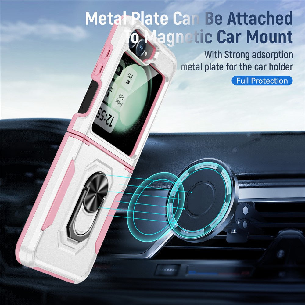 For Samsung Galaxy Z Flip7 FE 5G / Z Flip6 5G Case Military Grade Ring Kickstand PC + TPU Phone Cover