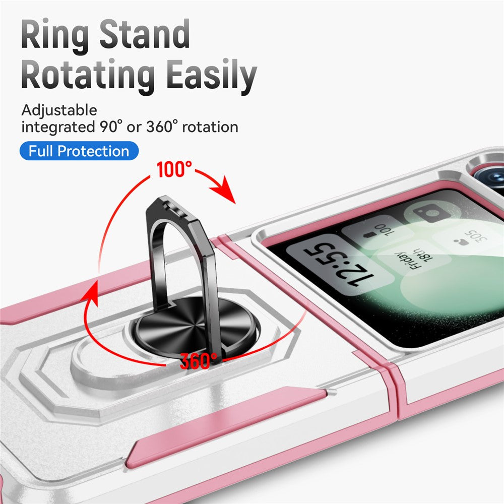 For Samsung Galaxy Z Flip7 FE 5G / Z Flip6 5G Case Military Grade Ring Kickstand PC + TPU Phone Cover