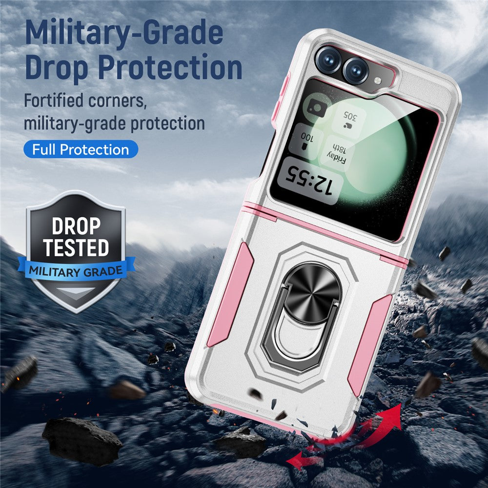 For Samsung Galaxy Z Flip7 FE 5G / Z Flip6 5G Case Military Grade Ring Kickstand PC + TPU Phone Cover
