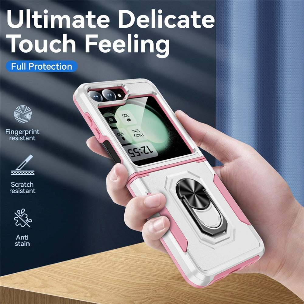 For Samsung Galaxy Z Flip7 FE 5G / Z Flip6 5G Case Military Grade Ring Kickstand PC + TPU Phone Cover