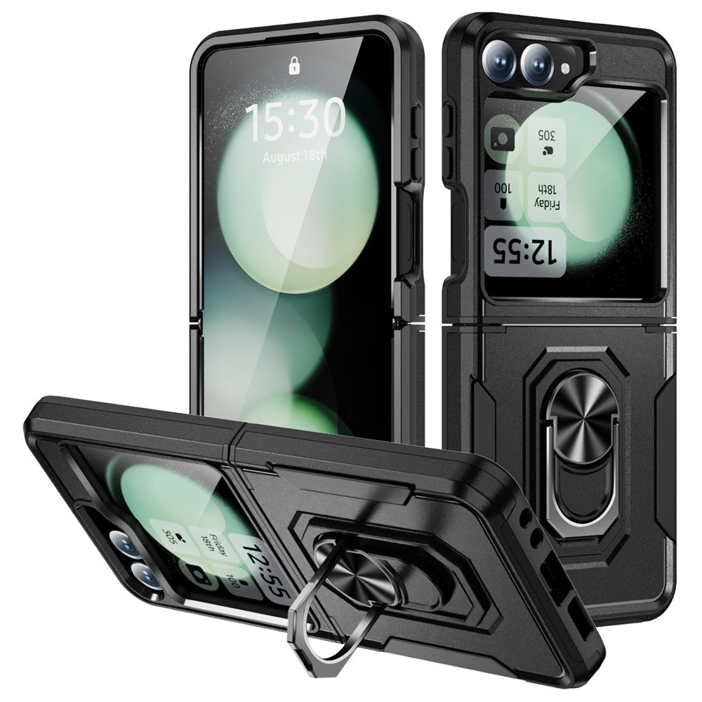 For Samsung Galaxy Z Flip7 FE 5G / Z Flip6 5G Case Military Grade Ring Kickstand PC + TPU Phone Cover