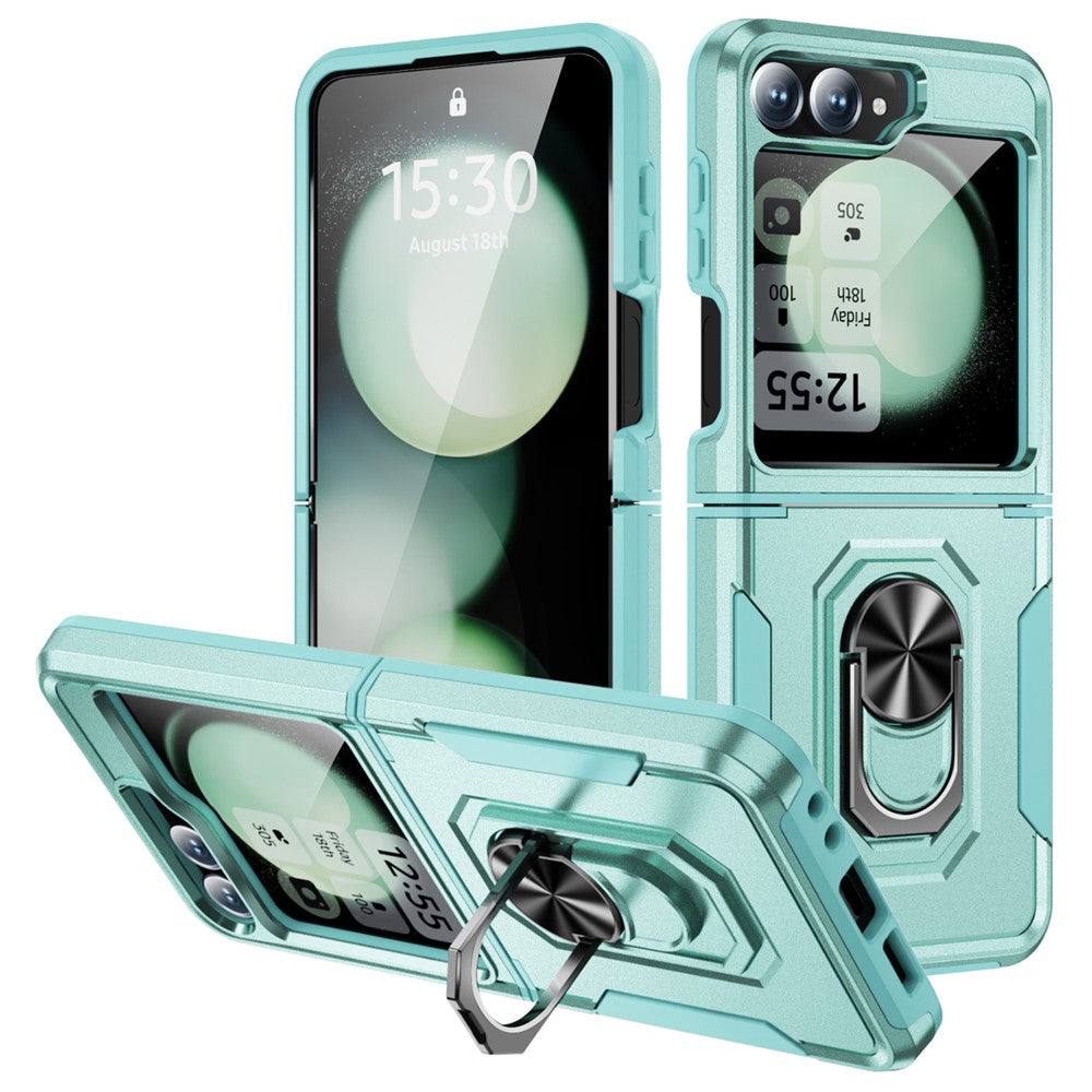 For Samsung Galaxy Z Flip7 FE 5G / Z Flip6 5G Case Military Grade Ring Kickstand PC + TPU Phone Cover