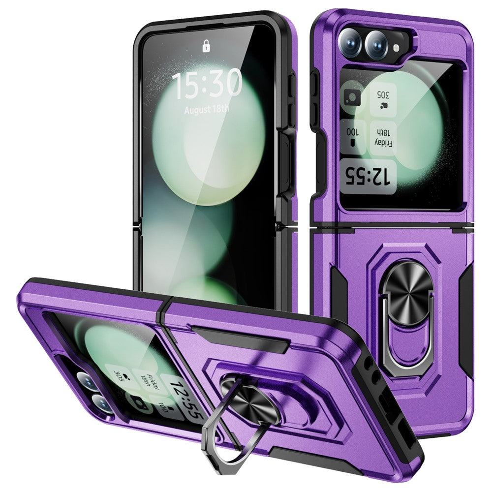 For Samsung Galaxy Z Flip7 FE 5G / Z Flip6 5G Case Military Grade Ring Kickstand PC + TPU Phone Cover