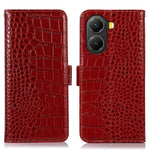 For Xiaomi Poco X7 Pro 5G Case Wallet Crocodile Texture Genuine Cow Leather Phone Cover