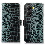 For Xiaomi Poco X7 Pro 5G Case Wallet Crocodile Texture Genuine Cow Leather Phone Cover