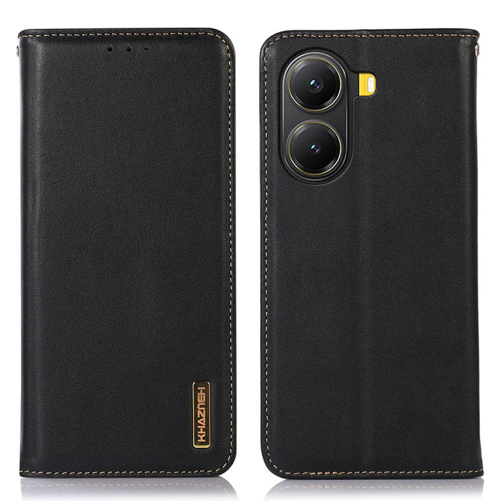 KHAZNEH For Xiaomi Poco X7 Pro 5G Case Wallet Genuine Cow Leather Phone Cover Nappa Texture