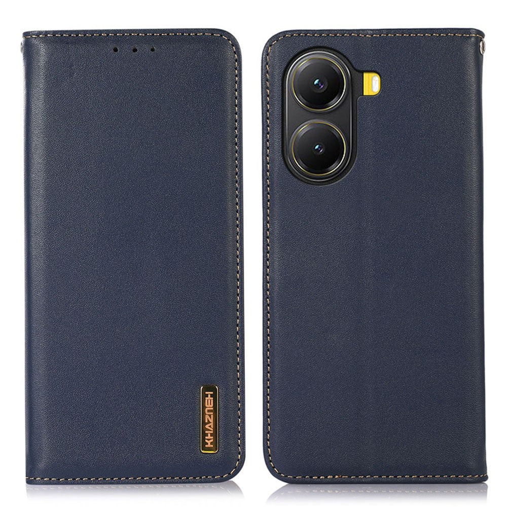 KHAZNEH For Xiaomi Poco X7 Pro 5G Case Wallet Genuine Cow Leather Phone Cover Nappa Texture