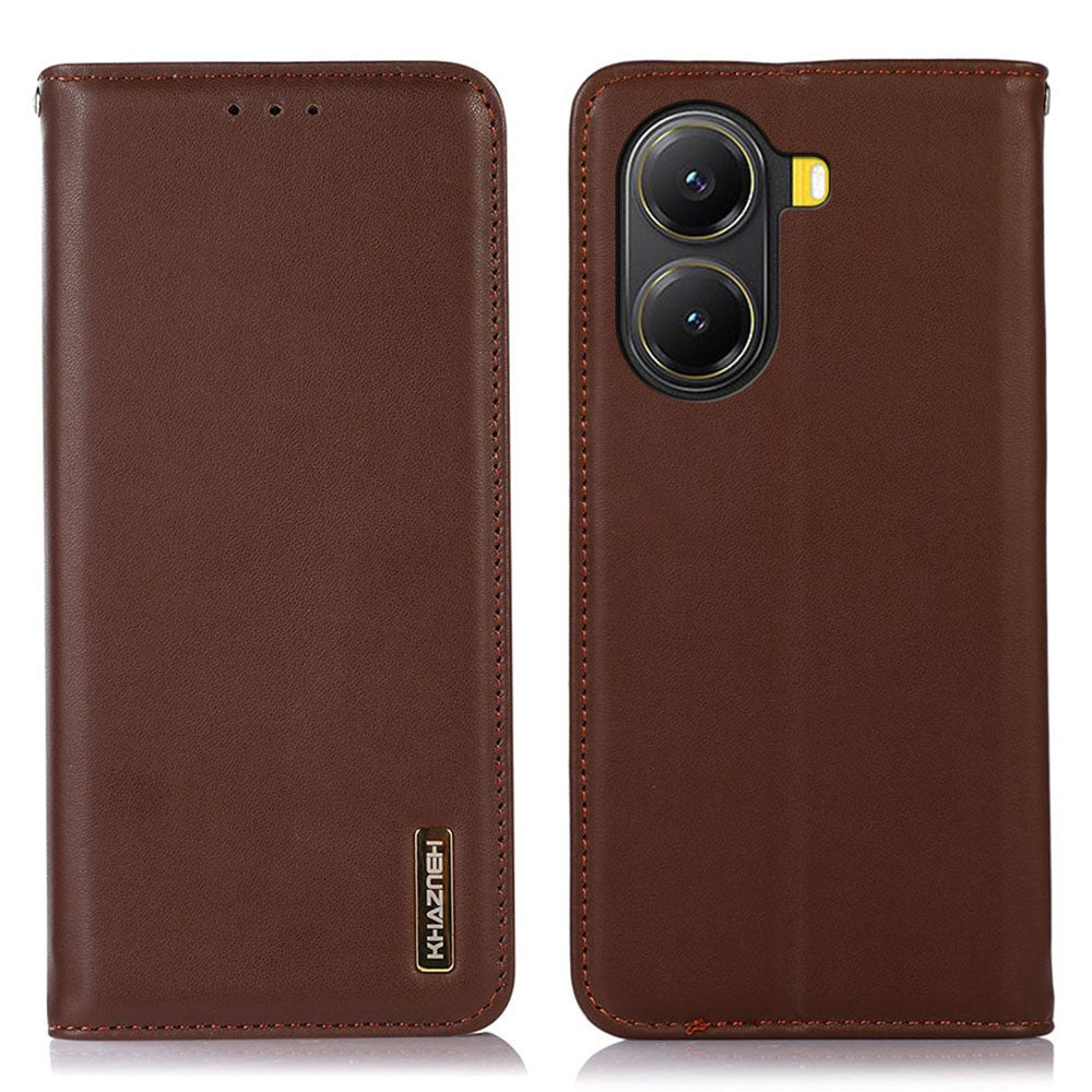 KHAZNEH For Xiaomi Poco X7 Pro 5G Case Wallet Genuine Cow Leather Phone Cover Nappa Texture