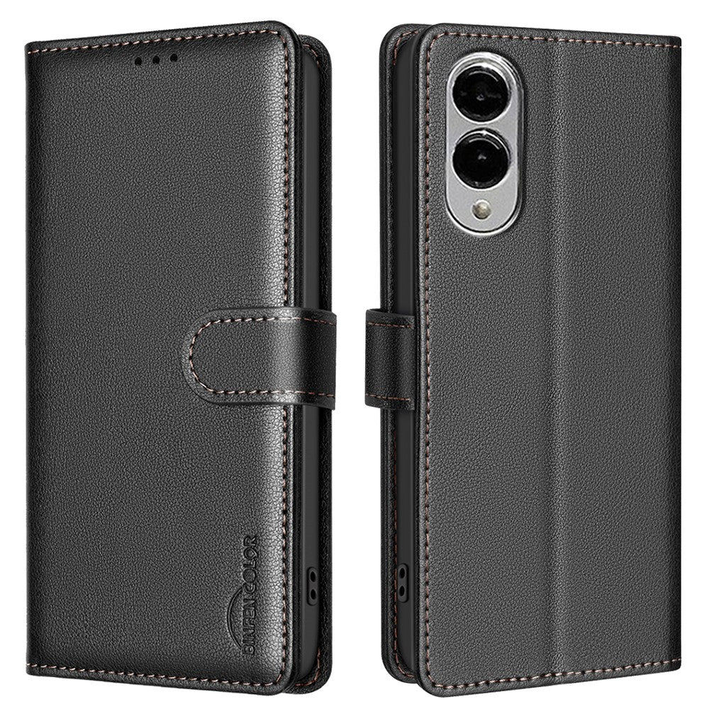 BINFEN COLOR BF32 For Samsung Galaxy S25 Edge Leather Case Wallet RFID Blocking Phone Cover