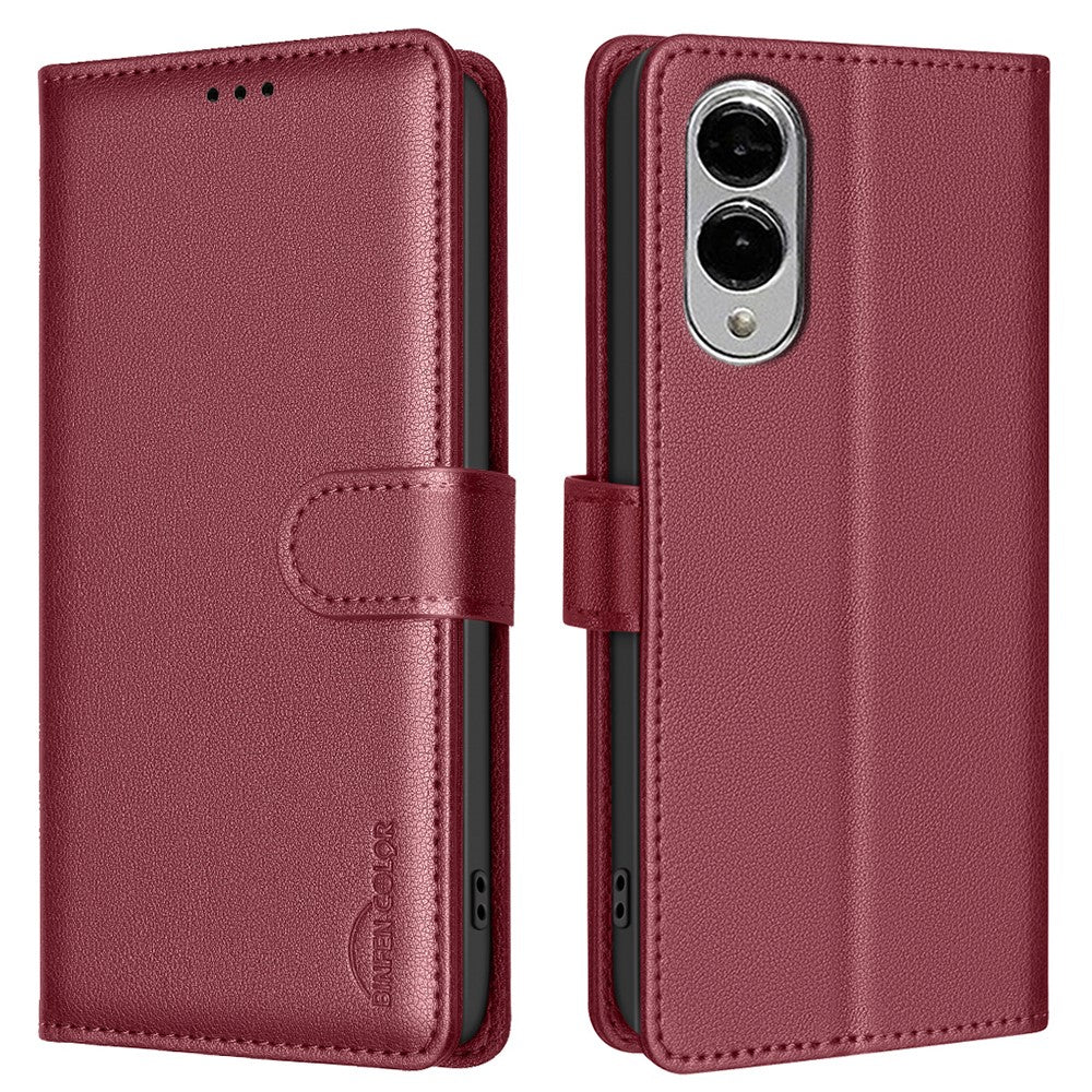 BINFEN COLOR BF32 For Samsung Galaxy S25 Edge Leather Case Wallet RFID Blocking Phone Cover