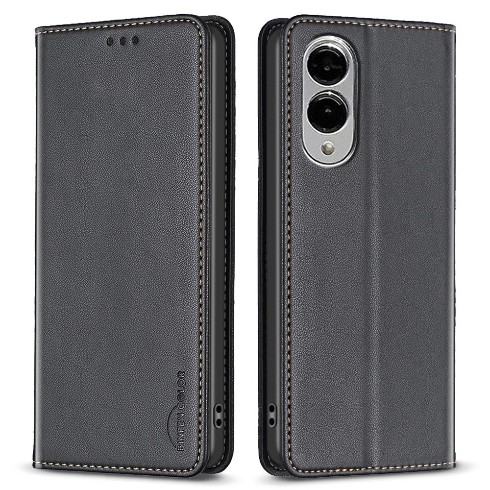 BINFEN COLOR BF18 For Samsung Galaxy S25 Edge Leather Case Card Slots Phone Cover