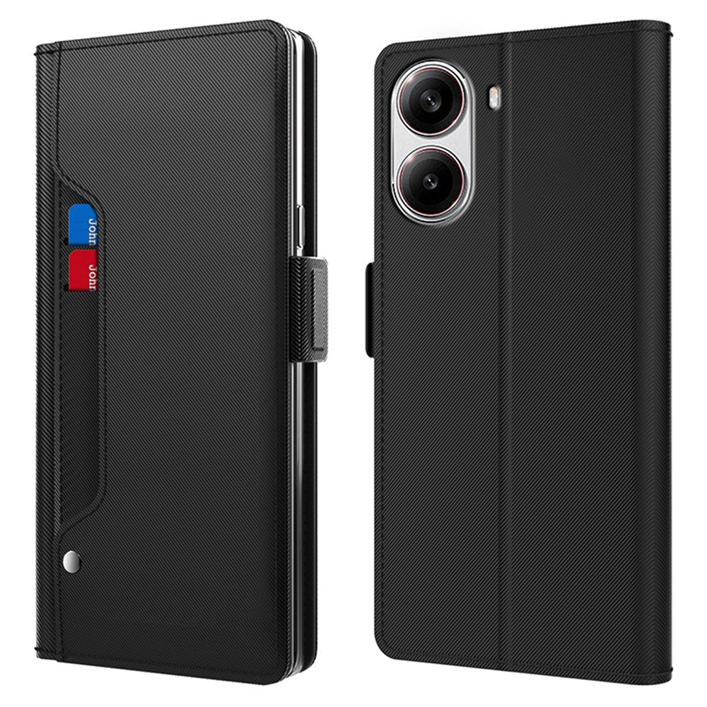 Xiaomi Redmi Turbo 4 5G / Poco X7 Pro 5G-skal Stativ PU-läder mobilskydd Korthållare Spegel