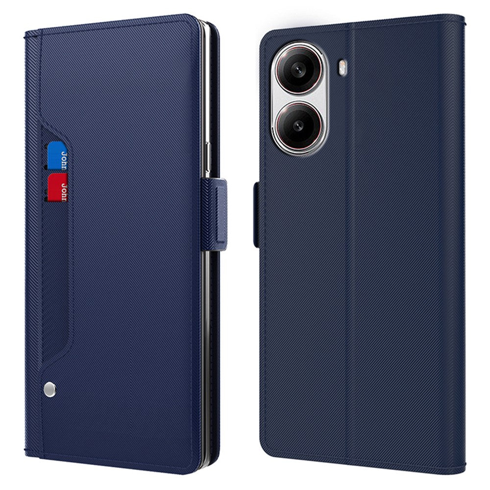 Xiaomi Redmi Turbo 4 5G / Poco X7 Pro 5G-skal Stativ PU-läder mobilskydd Korthållare Spegel