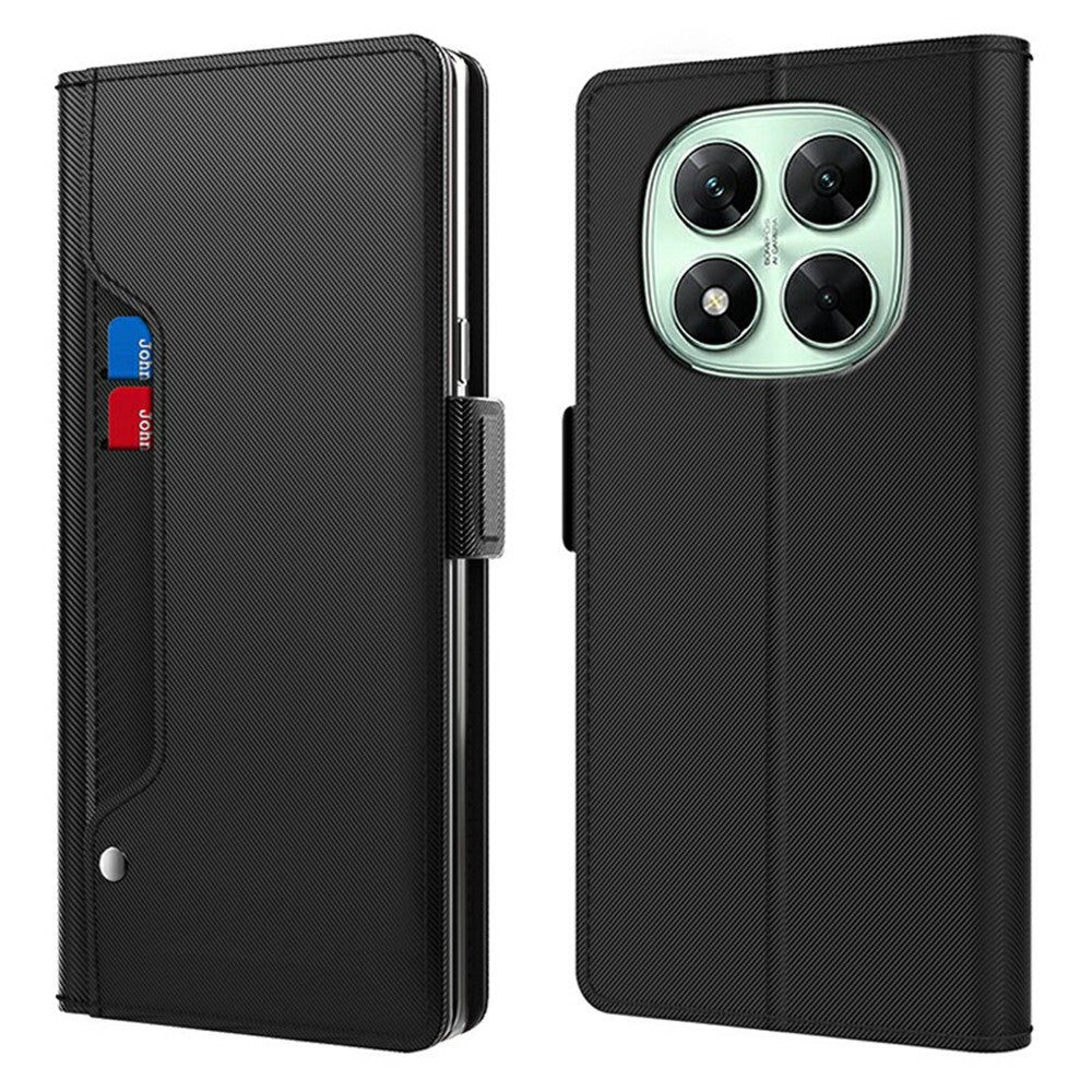 For Xiaomi Redmi Note 14 Pro 4G Case Stand PU Leather Phone Cover Card Holder Mirror