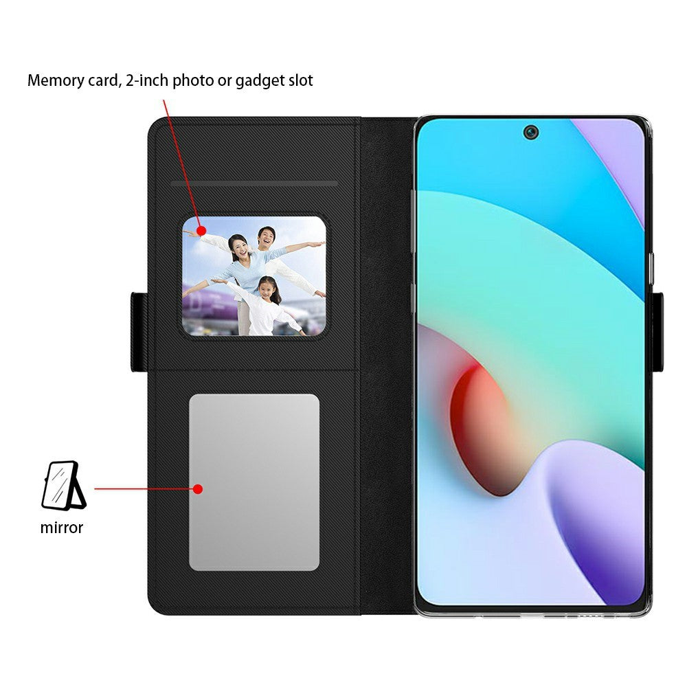 For Xiaomi Redmi Note 14 Pro 4G Case Stand PU Leather Phone Cover Card Holder Mirror