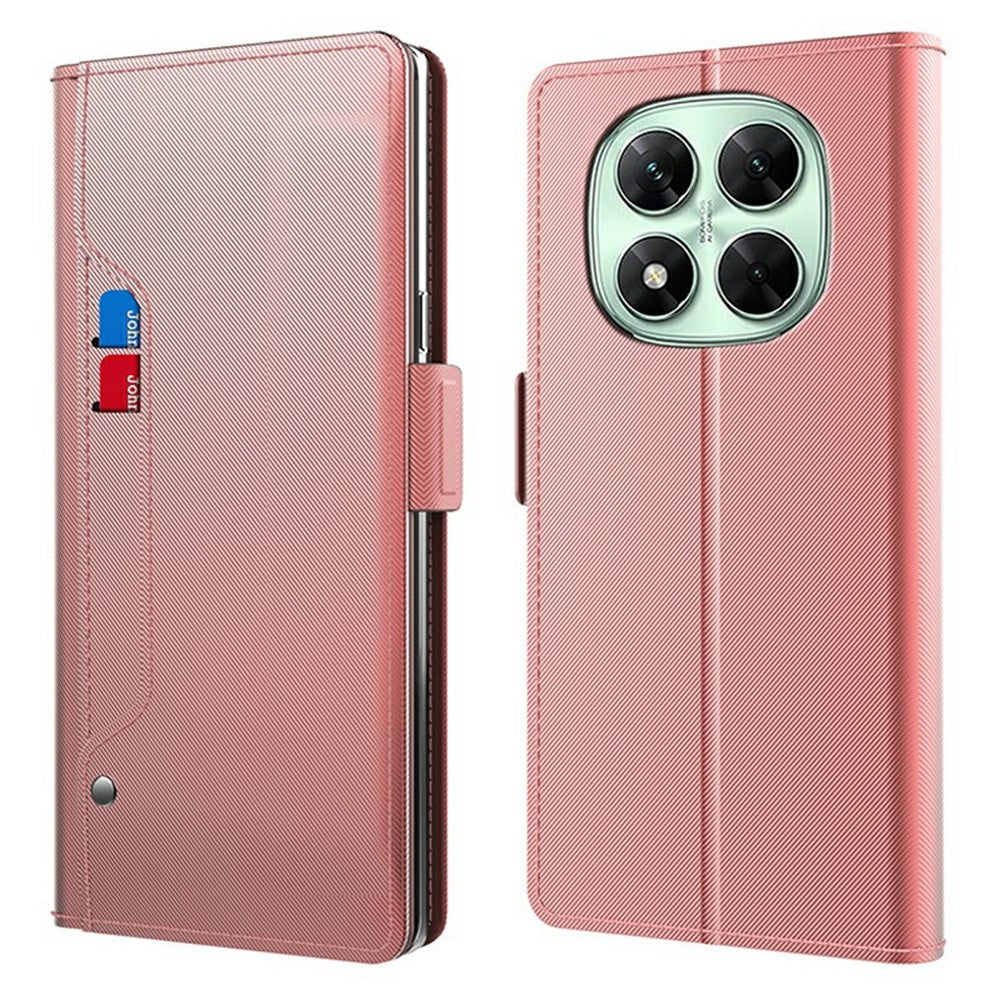 For Xiaomi Redmi Note 14 Pro 4G Case Stand PU Leather Phone Cover Card Holder Mirror