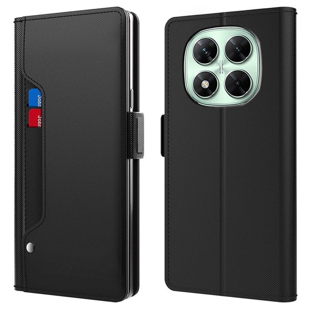 For Xiaomi Redmi Note 14 Pro+ 5G Case Stand PU Leather Phone Cover Card Holder Mirror