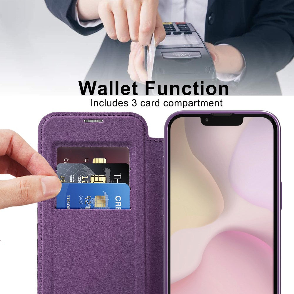 For iPhone 17th / 16th Case Compatible with MagSafe RFID Blocking Leather Phone Cover