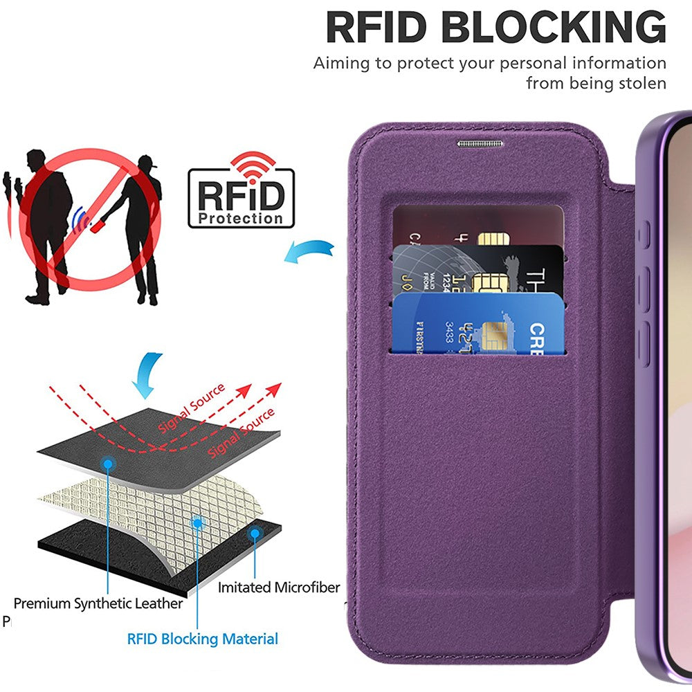For iPhone 17th / 16th Case Compatible with MagSafe RFID Blocking Leather Phone Cover