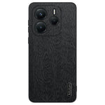 For Xiaomi Redmi Note 14 5G Case Wood Texture PU Leather Coated PC TPU Phone Cover