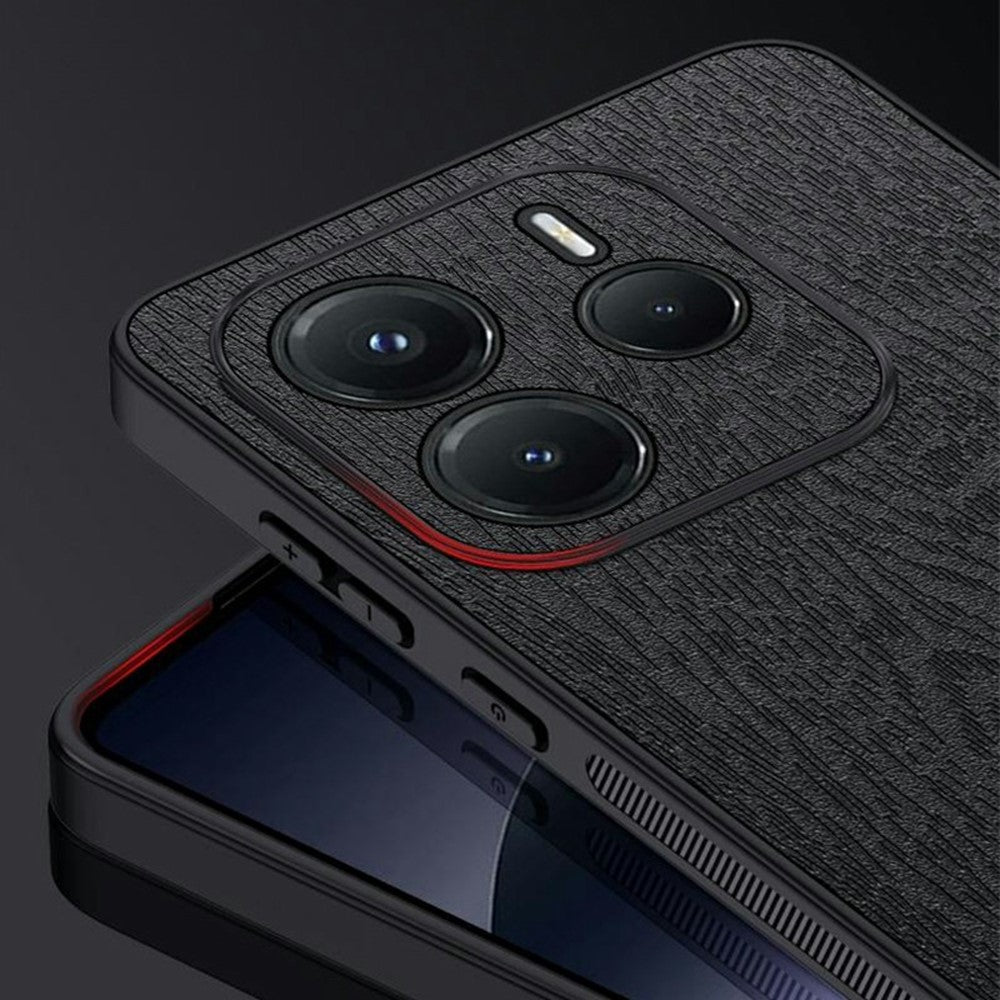 For Xiaomi Redmi Note 14 5G Case Wood Texture PU Leather Coated PC TPU Phone Cover