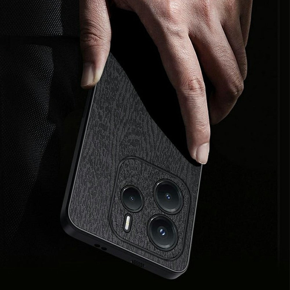 For Xiaomi Redmi Note 14 5G Case Wood Texture PU Leather Coated PC TPU Phone Cover