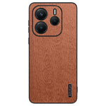 For Xiaomi Redmi Note 14 5G Case Wood Texture PU Leather Coated PC TPU Phone Cover