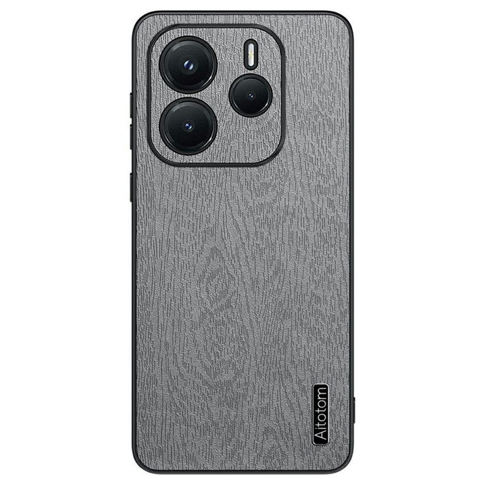For Xiaomi Redmi Note 14 5G Case Wood Texture PU Leather Coated PC TPU Phone Cover