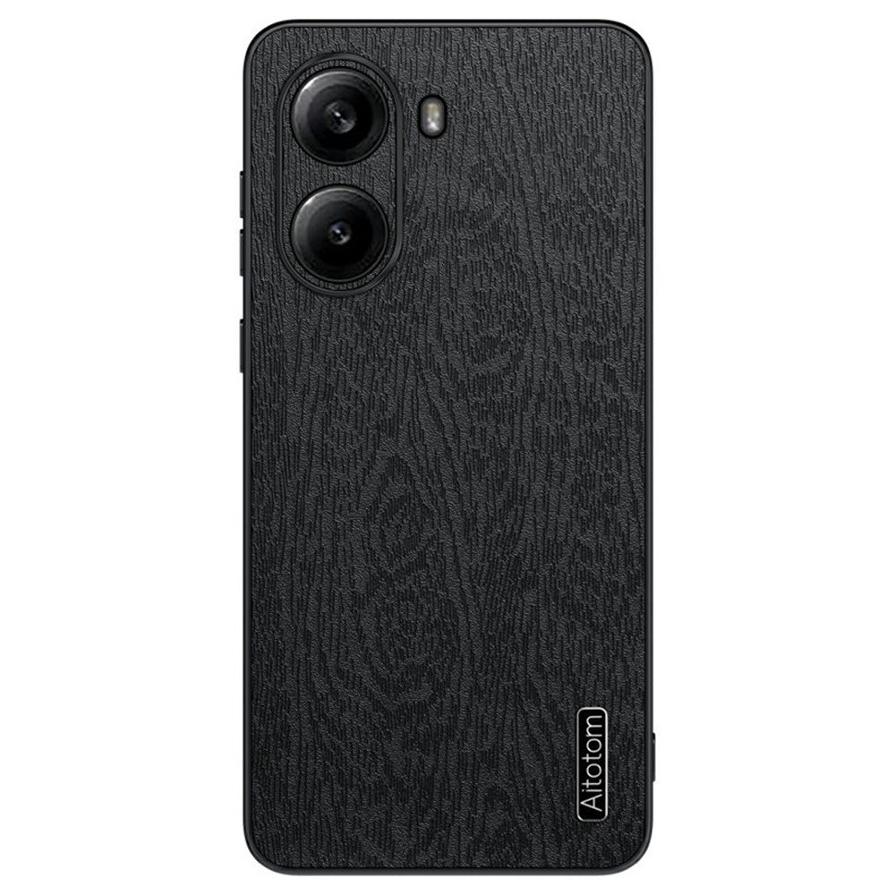 Xiaomi Redmi Turbo 4 5G-skal i trästruktur, PU-läderbelagt PC TPU-mobilskal