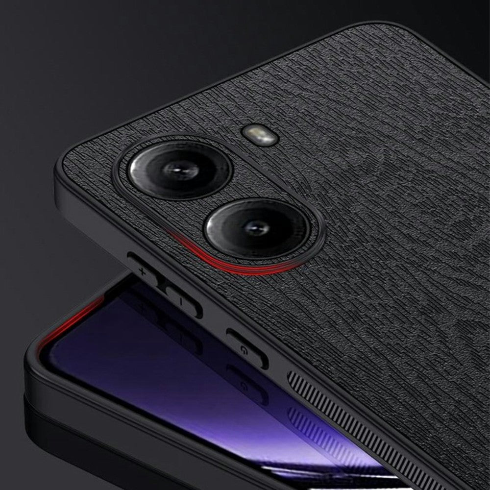 Xiaomi Redmi Turbo 4 5G-skal i trästruktur, PU-läderbelagt PC TPU-mobilskal