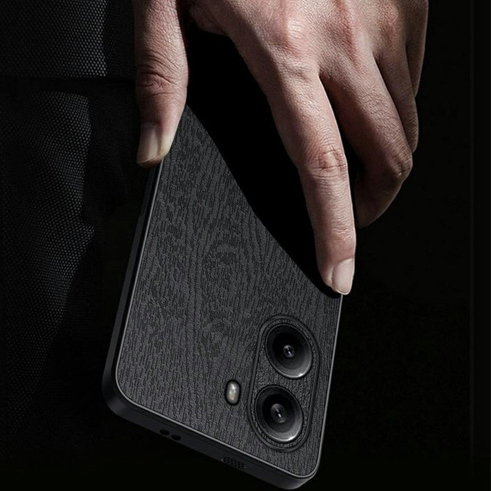 Xiaomi Redmi Turbo 4 5G-skal i trästruktur, PU-läderbelagt PC TPU-mobilskal