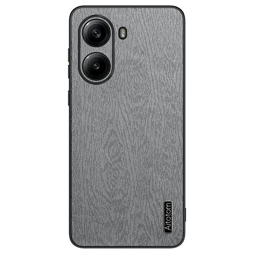 Xiaomi Redmi Turbo 4 5G-skal i trästruktur, PU-läderbelagt PC TPU-mobilskal