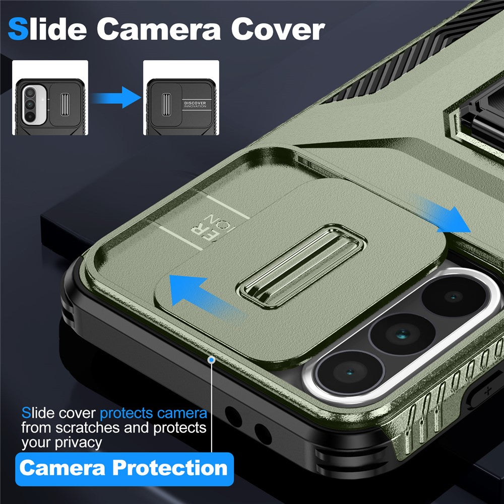 Samsung Galaxy A37 5G / A56 5G / A36 5G Camshield-etui med støtte, TPU+PC og skridsikkert mobilcover