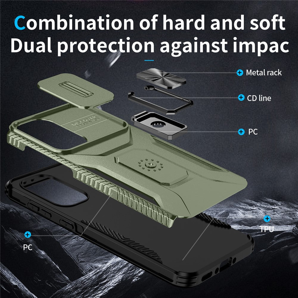 Samsung Galaxy A37 5G / A56 5G / A36 5G Camshield-etui med støtte, TPU+PC og skridsikkert mobilcover
