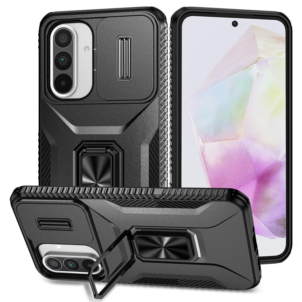 Samsung Galaxy A37 5G / A56 5G / A36 5G Camshield-etui med støtte, TPU+PC og skridsikkert mobilcover