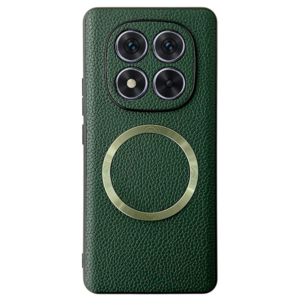 Xiaomi Redmi Note 14 Pro 5G / Poco X7 5G Magnetiskt Skal Litchi Texture PU-läder + TPU mobil Baksida
