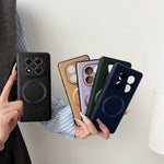Xiaomi Redmi Note 14 Pro 5G / Poco X7 5G Magnetiskt Skal Litchi Texture PU-läder + TPU mobil Baksida
