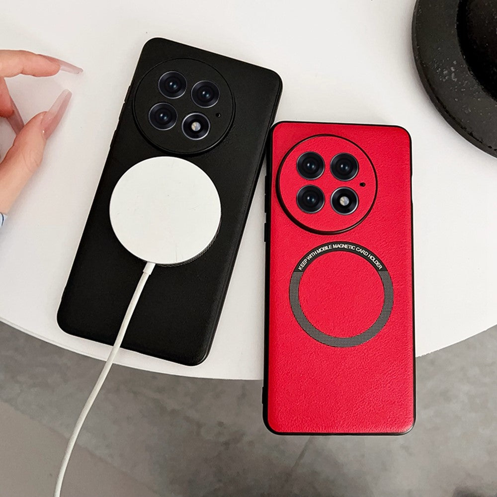 For OnePlus 13 Magnetic Case Anti-Drop PU Leather+TPU Cover