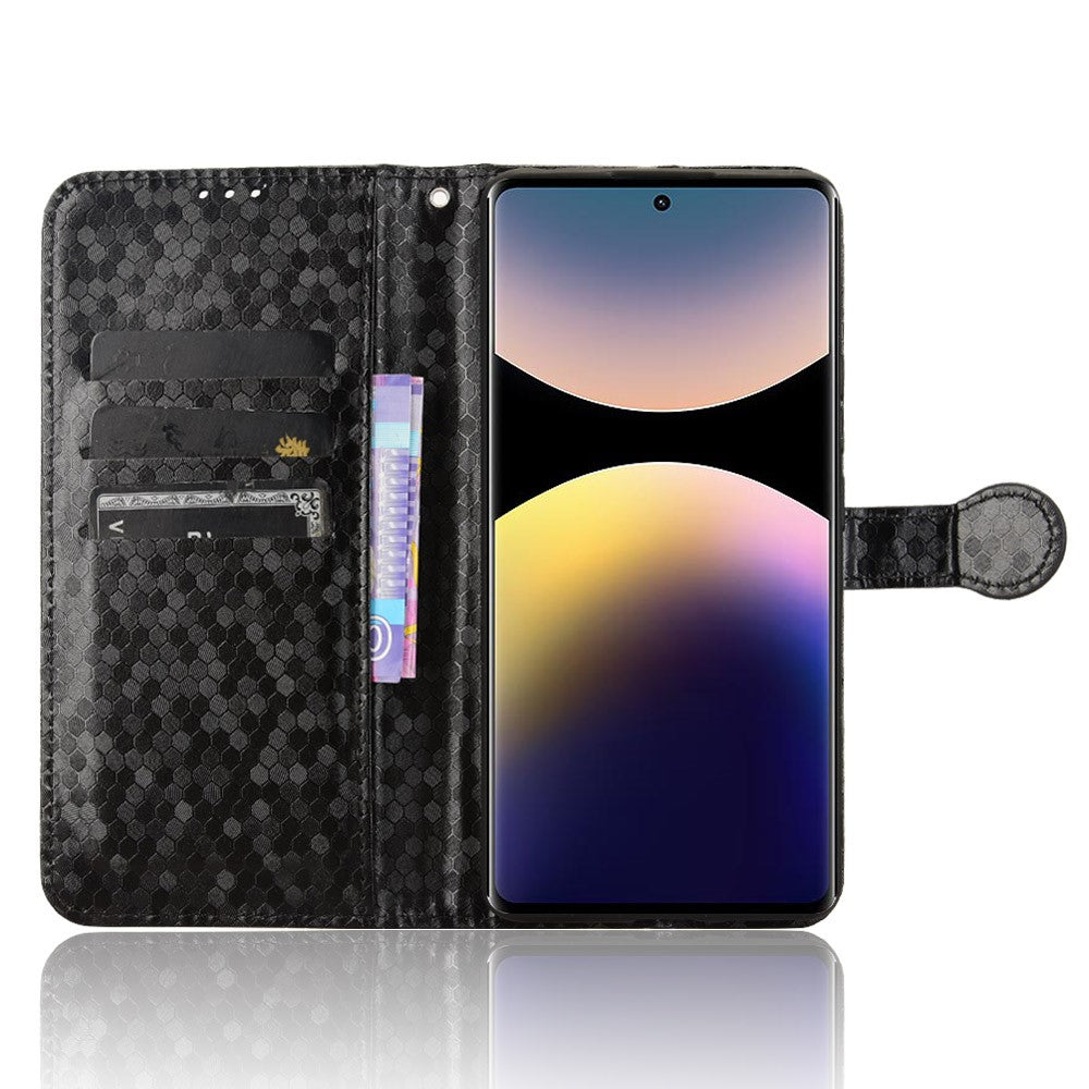 For Xiaomi Redmi Note 14 Pro 4G Wallet Case Dot Pattern Imprint PU Leather Phone Cover