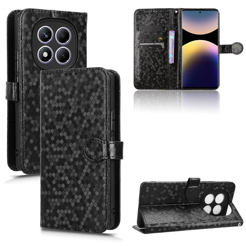 For Xiaomi Redmi Note 14 Pro 4G Wallet Case Dot Pattern Imprint PU Leather Phone Cover