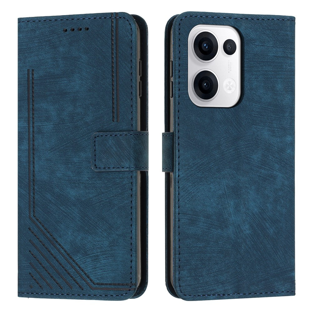 For Oppo Reno13 5G (Global) Case Imprinted Lines Leather Phone Cover with Stand