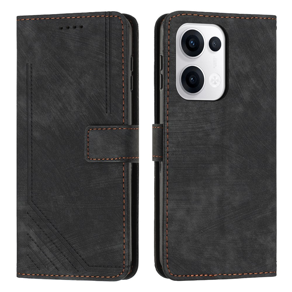 For Oppo Reno13 5G (Global) Case Imprinted Lines Leather Phone Cover with Stand