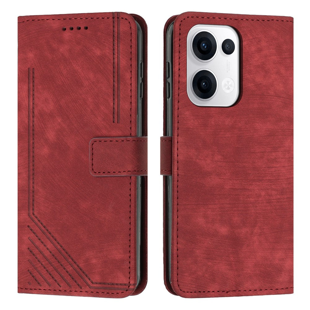For Oppo Reno13 5G (Global) Case Imprinted Lines Leather Phone Cover with Stand